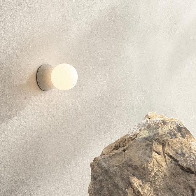 Modern Geometric Concrete and Glass Wall Sconce Set of 2 for Indoor Lighting