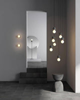 Modern Geometric Concrete and Glass Wall Sconce Set of 2 for Indoor Lighting
