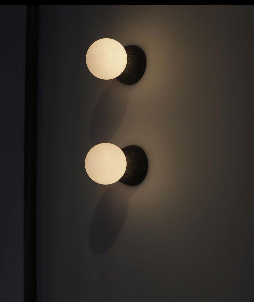 Modern Geometric Concrete and Glass Wall Sconce Set of 2 for Indoor Lighting
