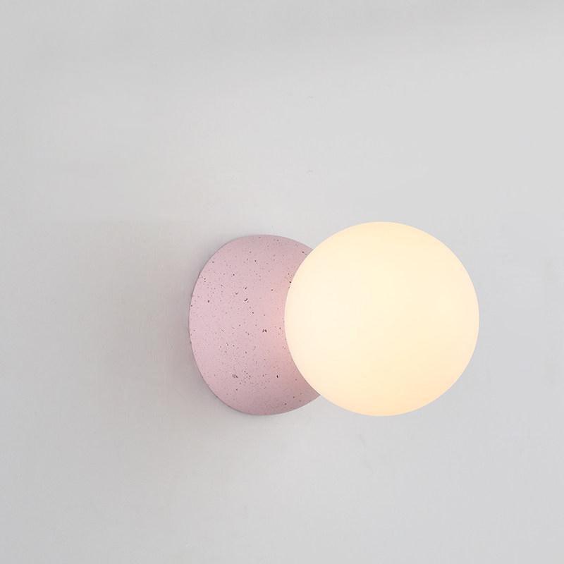Modern Geometric Concrete and Glass Wall Sconce Set of 2 for Indoor Lighting