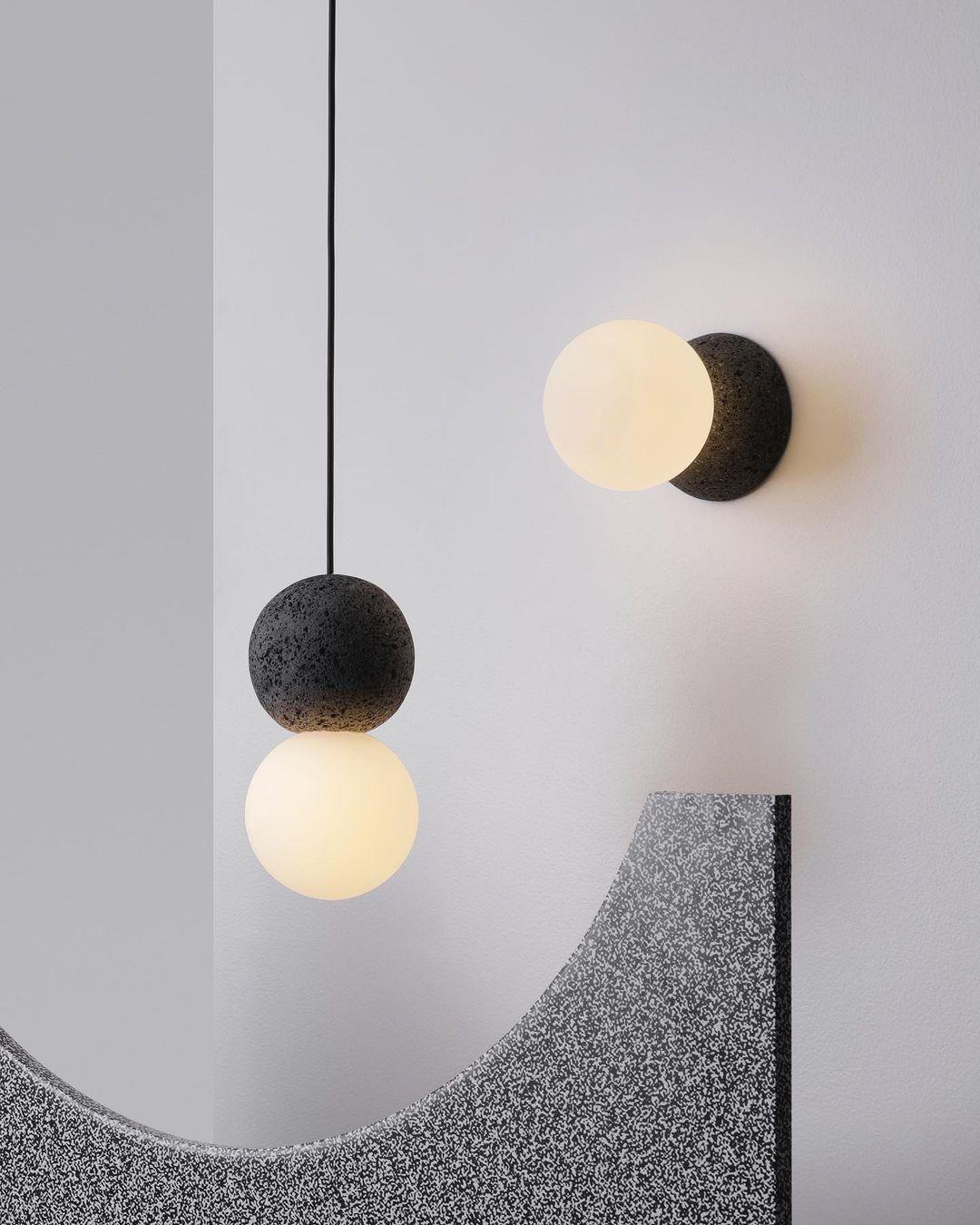 Modern Geometric Concrete and Glass Wall Sconce Set of 2 for Indoor Lighting