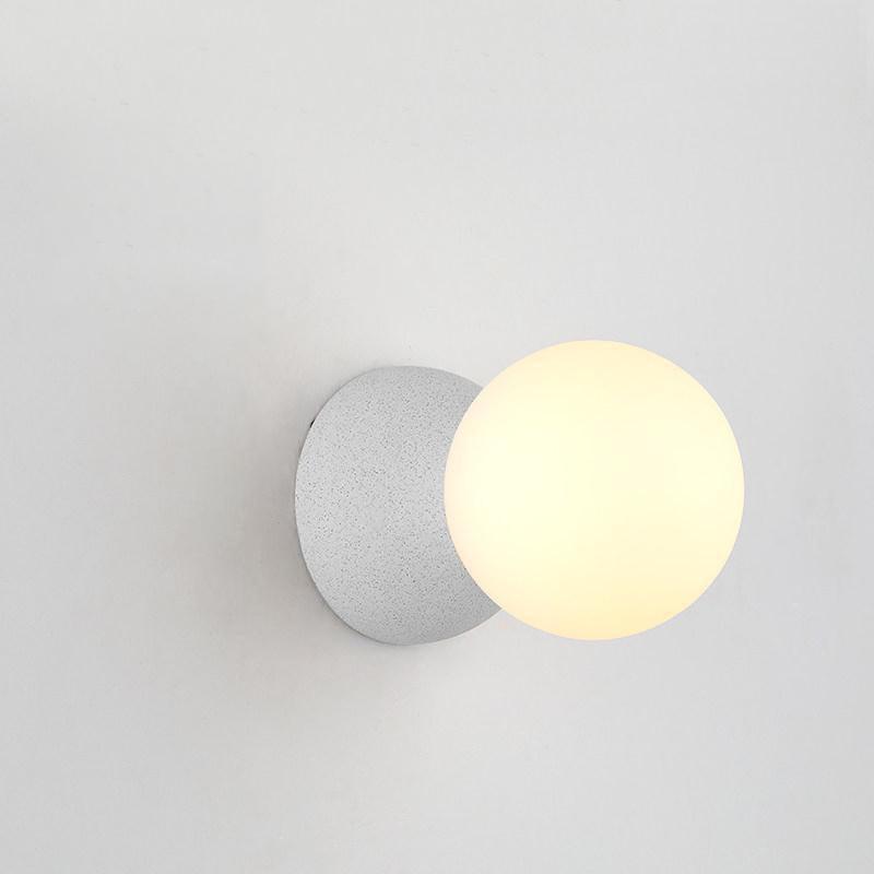 Modern Geometric Concrete and Glass Wall Sconce Set of 2 for Indoor Lighting
