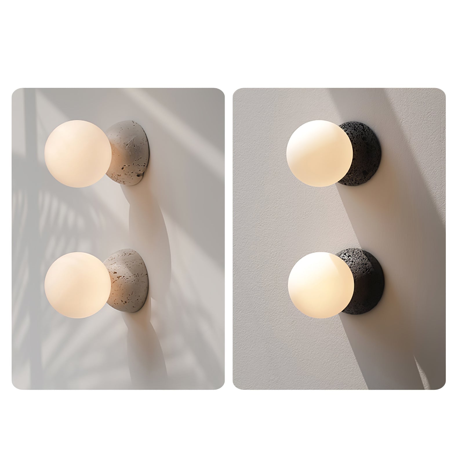 Modern Geometric Concrete and Glass Wall Sconce Set of 2 for Indoor Lighting