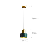 Modern Geometric Copper and Marble Cylinder Pendant Light with Adjustable Hanging Cord