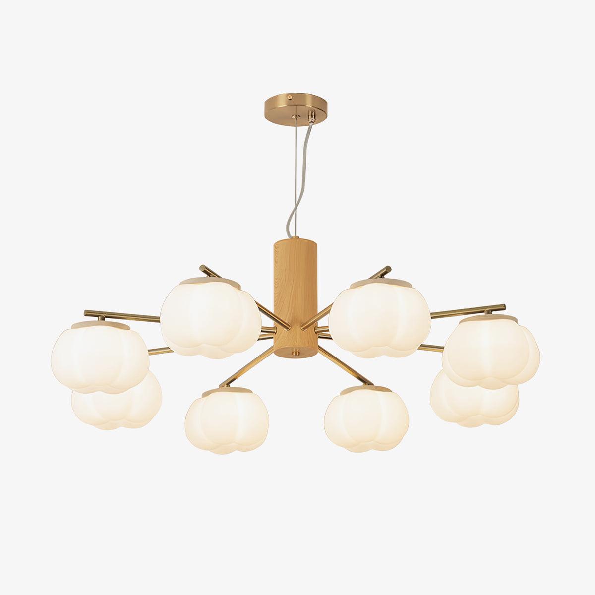 Modern Geometric Cotton Ball Chandelier Gold Metal and PE Acrylic Pendant Light