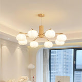 Modern Geometric Cotton Ball Chandelier Gold Metal and PE Acrylic Pendant Light