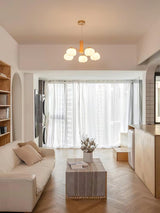 Modern Geometric Cotton Ball Chandelier Gold Metal and PE Acrylic Pendant Light