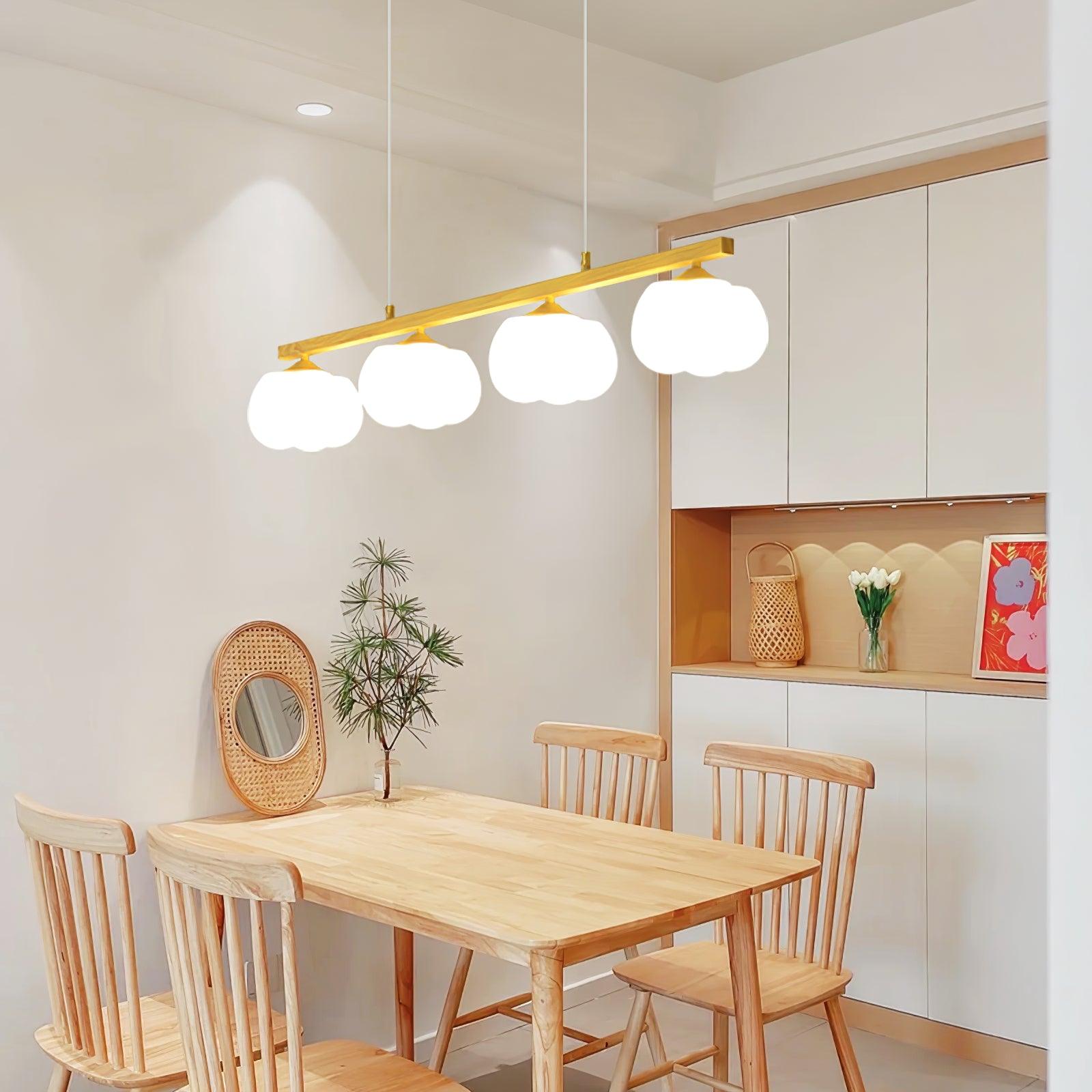 Modern Geometric Cotton Ball Chandelier Gold Metal and PE Acrylic Pendant Light