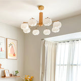 Modern Geometric Cotton Ball Chandelier Gold Metal and PE Acrylic Pendant Light