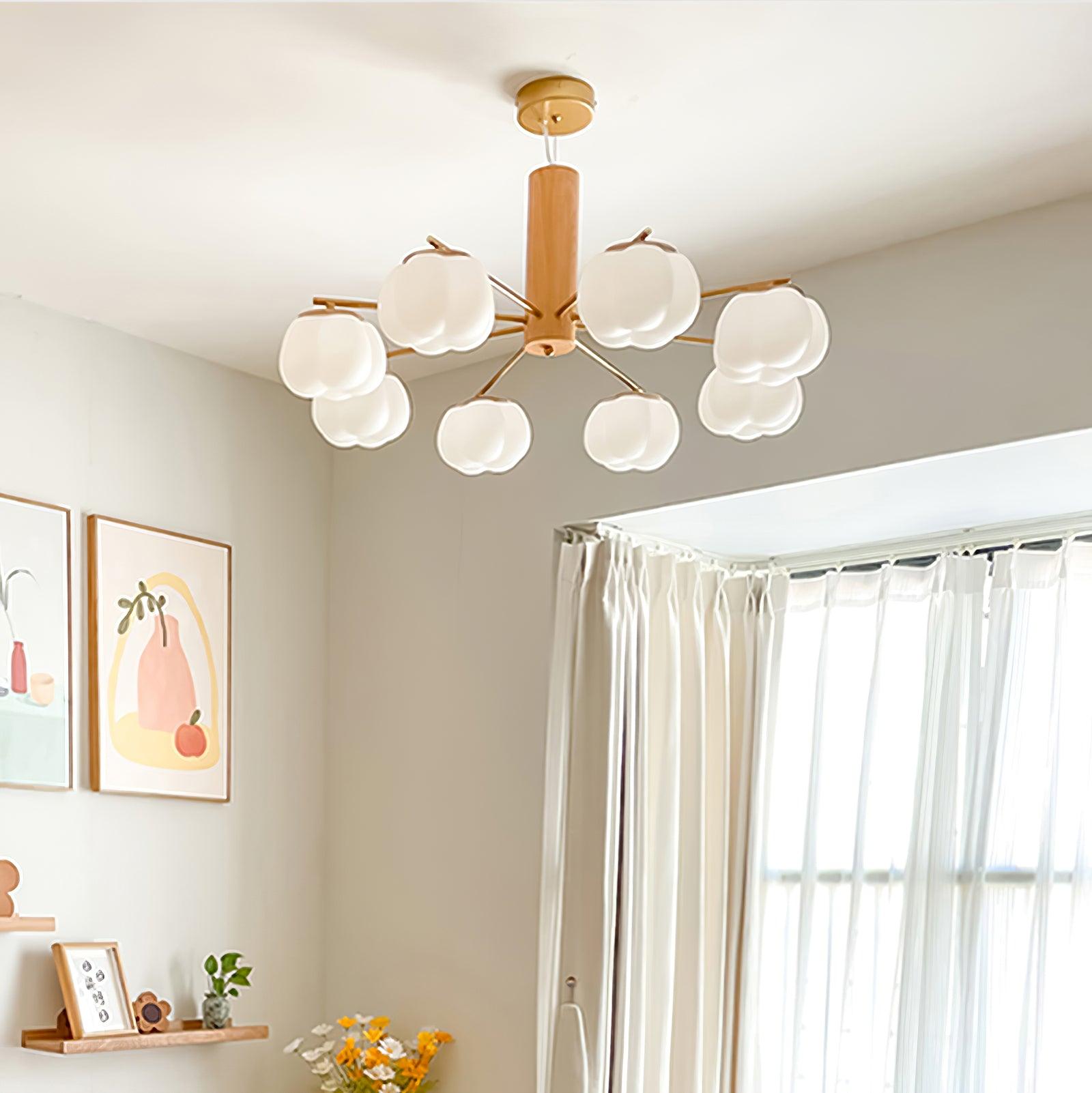 Modern Geometric Cotton Ball Chandelier Gold Metal and PE Acrylic Pendant Light