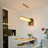 Modern Geometric Cotton Ball Chandelier Gold Metal and PE Acrylic Pendant Light