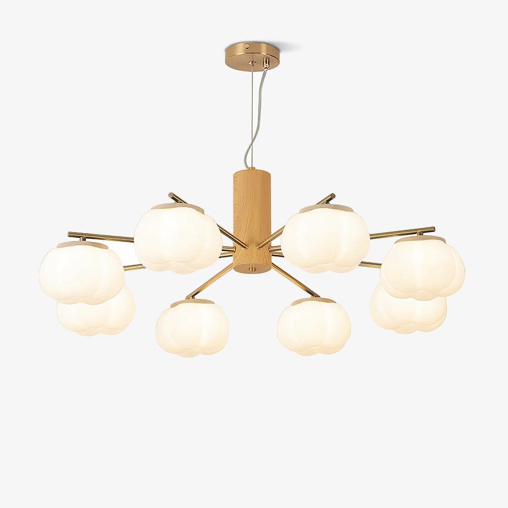 Modern Geometric Cotton Ball Chandelier Gold Metal and PE Acrylic Pendant Light