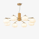 Modern Geometric Cotton Ball Chandelier Gold Metal and PE Acrylic Pendant Light