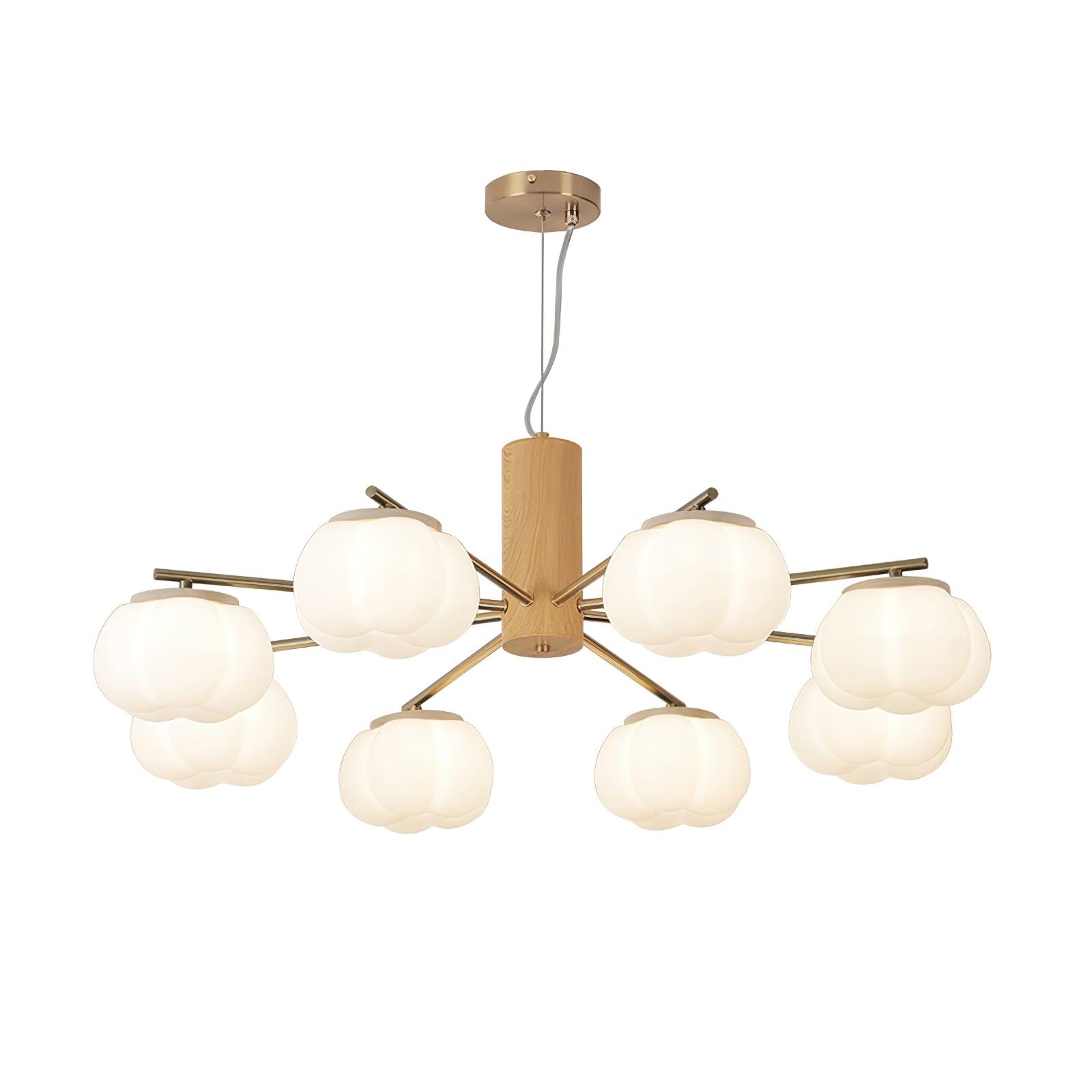 Modern Geometric Cotton Ball Chandelier Gold Metal and PE Acrylic Pendant Light