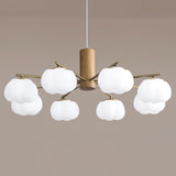 Modern Geometric Cotton Ball Chandelier Gold Metal and PE Acrylic Pendant Light