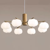 Modern Geometric Cotton Ball Chandelier Gold Metal and PE Acrylic Pendant Light