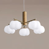Modern Geometric Cotton Ball Chandelier Gold Metal and PE Acrylic Pendant Light