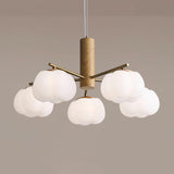 Modern Geometric Cotton Ball Chandelier Gold Metal and PE Acrylic Pendant Light