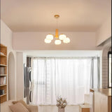 Modern Geometric Cotton Ball Chandelier Gold Metal and PE Acrylic Pendant Light