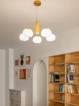 Modern Geometric Cotton Ball Chandelier Gold Metal and PE Acrylic Pendant Light