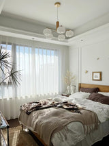 Modern Geometric Cotton Ball Chandelier Gold Metal and PE Acrylic Pendant Light