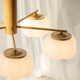 Modern Geometric Cotton Ball Chandelier Gold Metal and PE Acrylic Pendant Light
