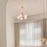 Modern Geometric Cotton Ball Chandelier Gold Metal and PE Acrylic Pendant Light