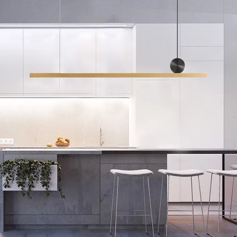 Modern Geometric Crown Pendant Light Polished Brass LED Linear Suspension Lamp