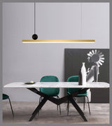 Modern Geometric Crown Pendant Light Polished Brass LED Linear Suspension Lamp