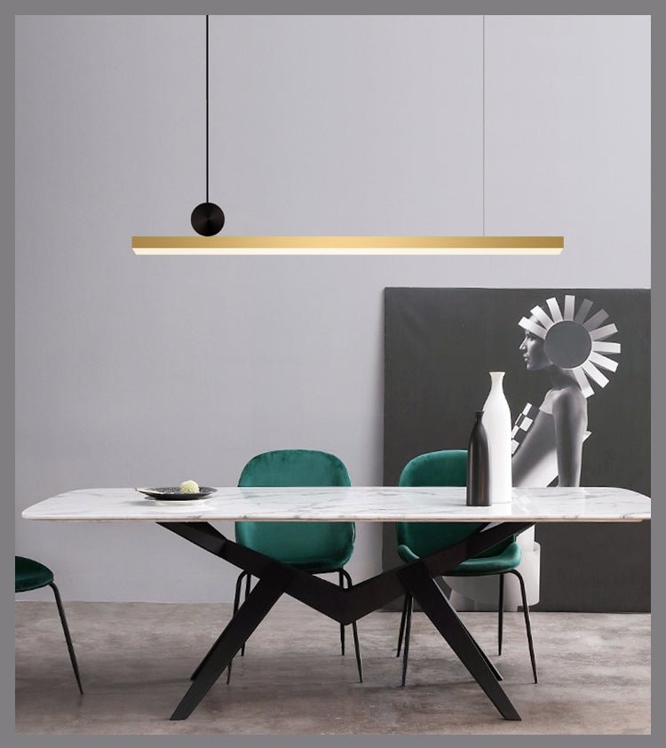 Modern Geometric Crown Pendant Light Polished Brass LED Linear Suspension Lamp