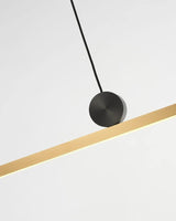 Modern Geometric Crown Pendant Light Polished Brass LED Linear Suspension Lamp