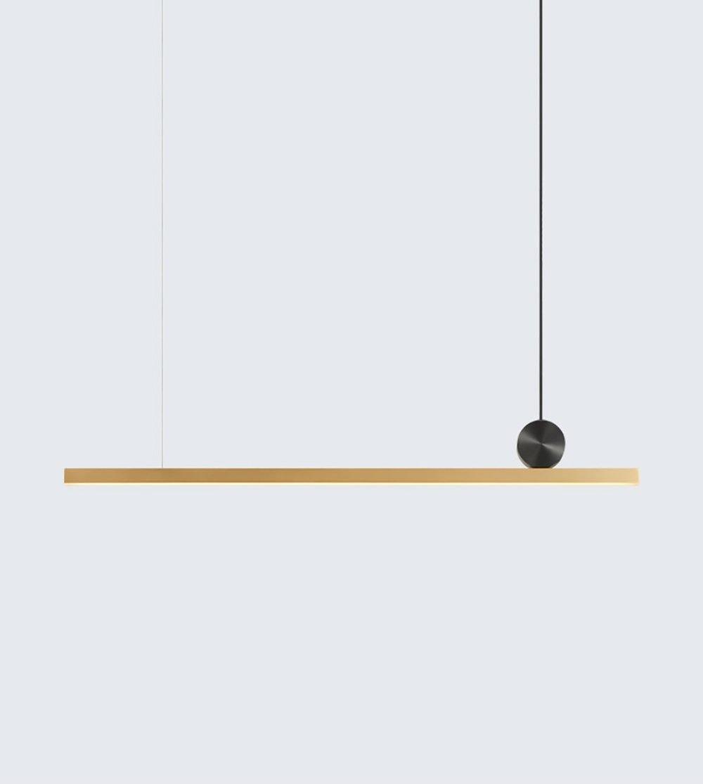 Modern Geometric Crown Pendant Light Polished Brass LED Linear Suspension Lamp