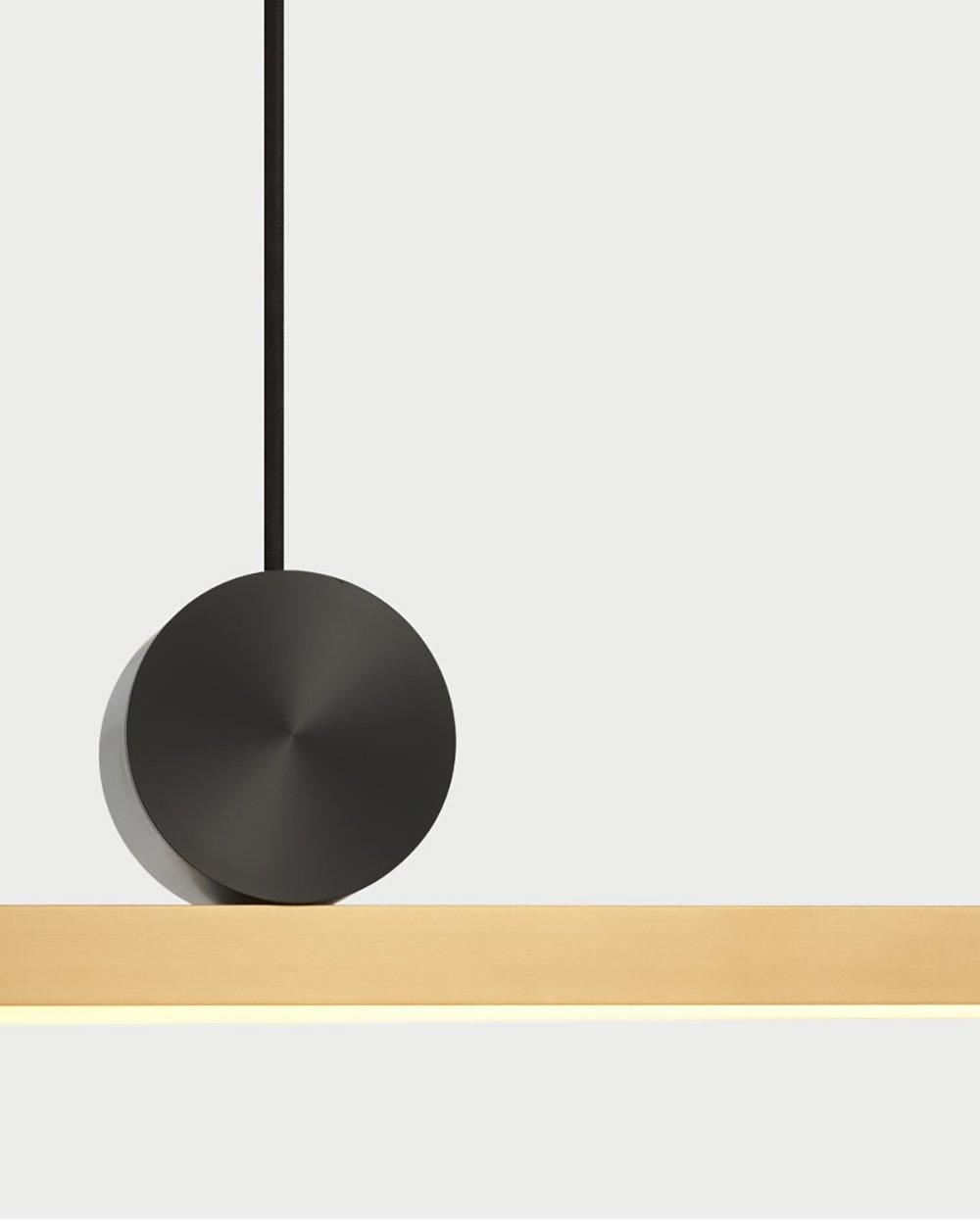 Modern Geometric Crown Pendant Light Polished Brass LED Linear Suspension Lamp
