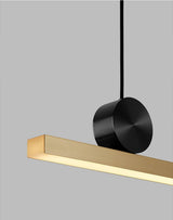 Modern Geometric Crown Pendant Light Polished Brass LED Linear Suspension Lamp