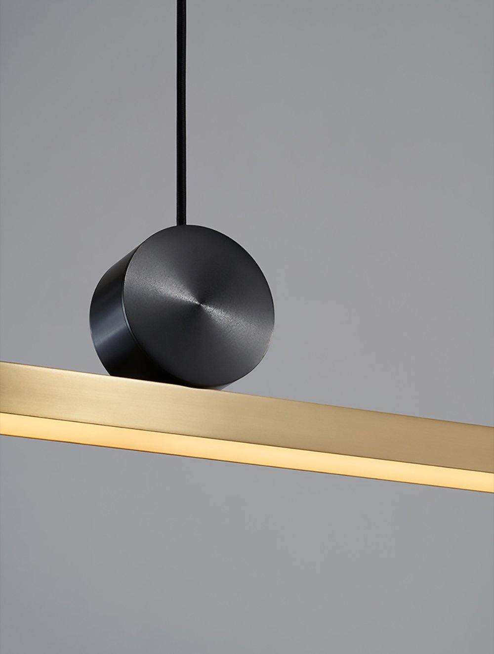 Modern Geometric Crown Pendant Light Polished Brass LED Linear Suspension Lamp