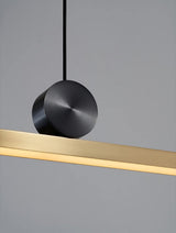 Modern Geometric Crown Pendant Light Polished Brass LED Linear Suspension Lamp