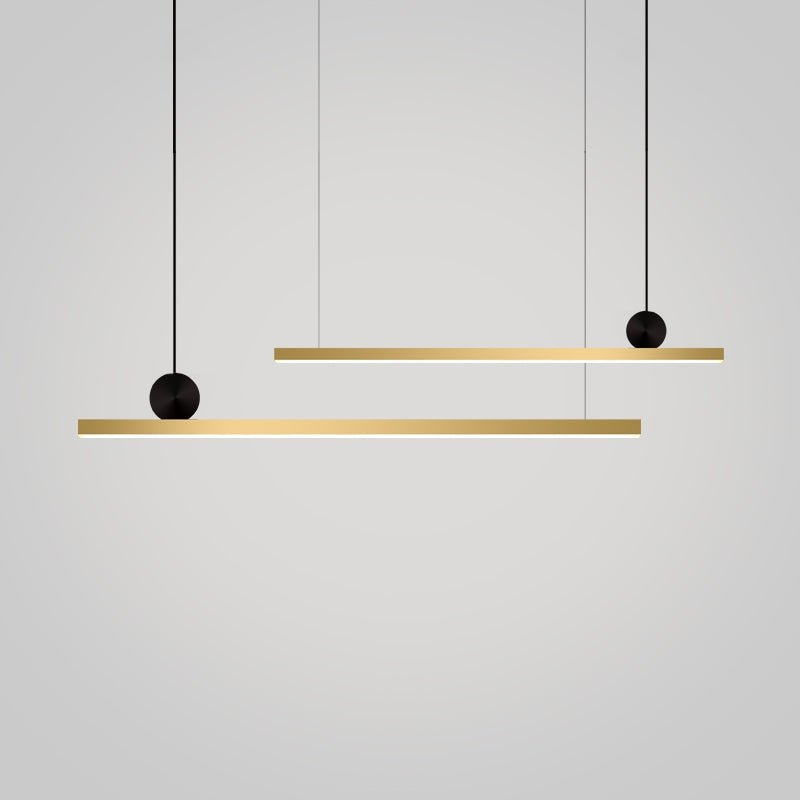 Modern Geometric Crown Pendant Light Polished Brass LED Linear Suspension Lamp