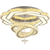 Modern Geometric Crystal LED Flush Mount Ceiling Light in Gold or Silver Finish