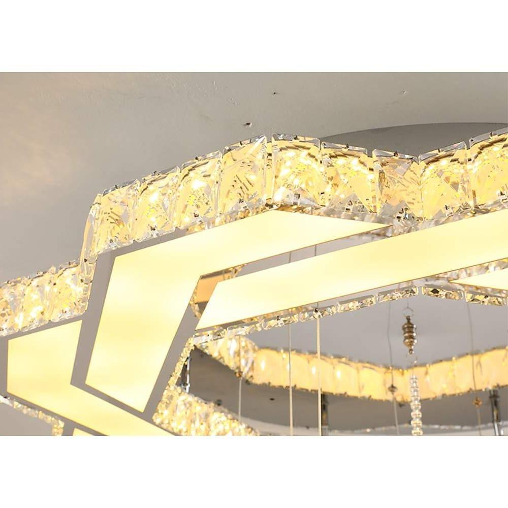 Modern Geometric Crystal LED Flush Mount Ceiling Light in Gold or Silver Finish
