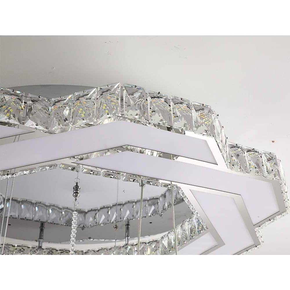 Modern Geometric Crystal LED Flush Mount Ceiling Light in Gold or Silver Finish