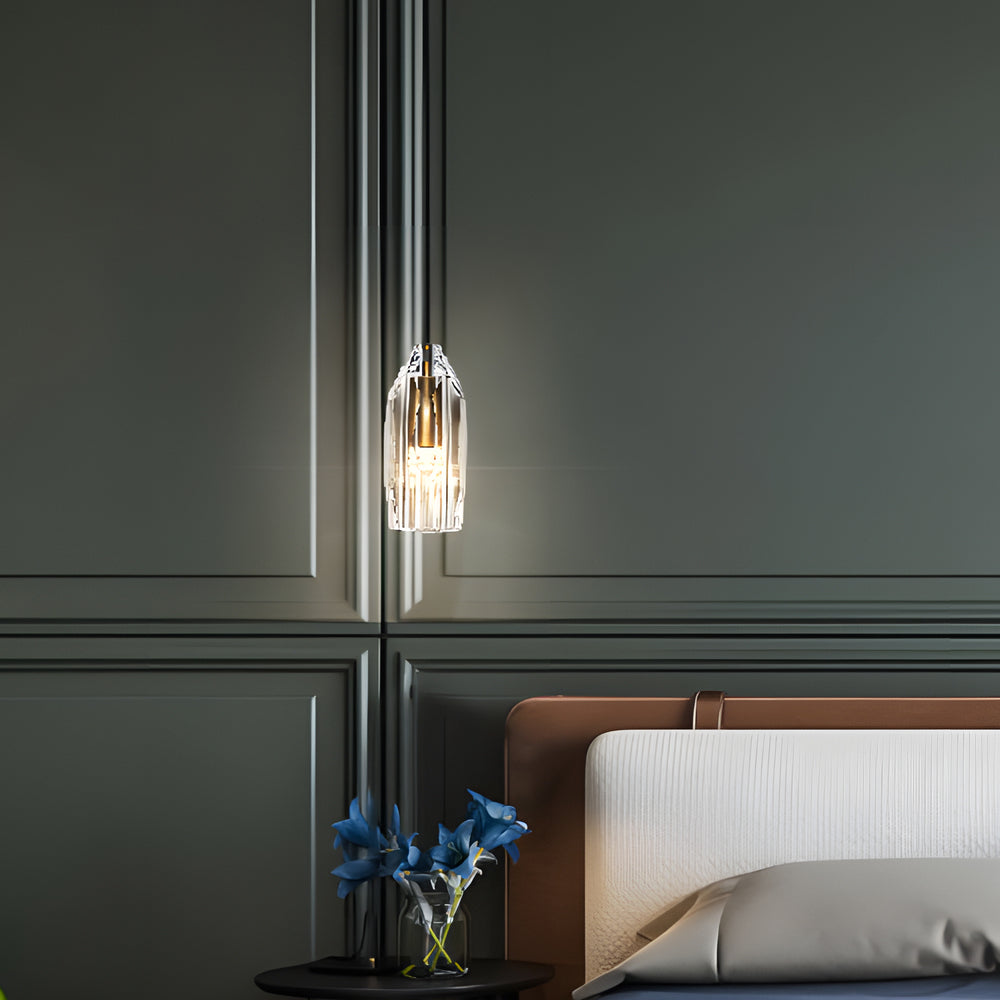 Modern Geometric Crystal Mini Pendant Light with Brass Accents for Kitchen Island
