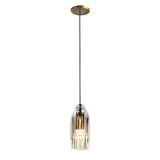 Modern Geometric Crystal Mini Pendant Light with Brass Accents for Kitchen Island