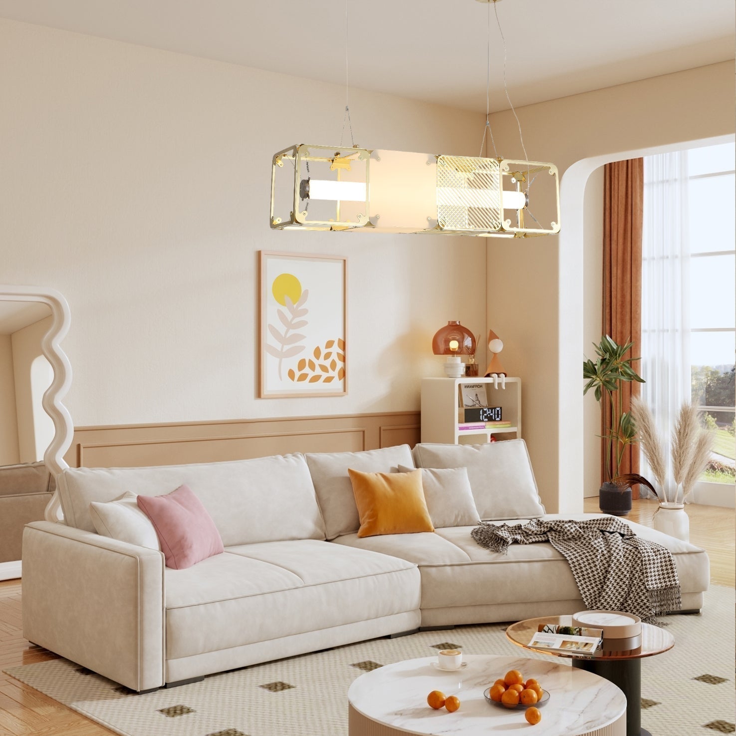 Modern Geometric Cube Modular Pendant Light Adjustable LED Ceiling Hanging Fixture
