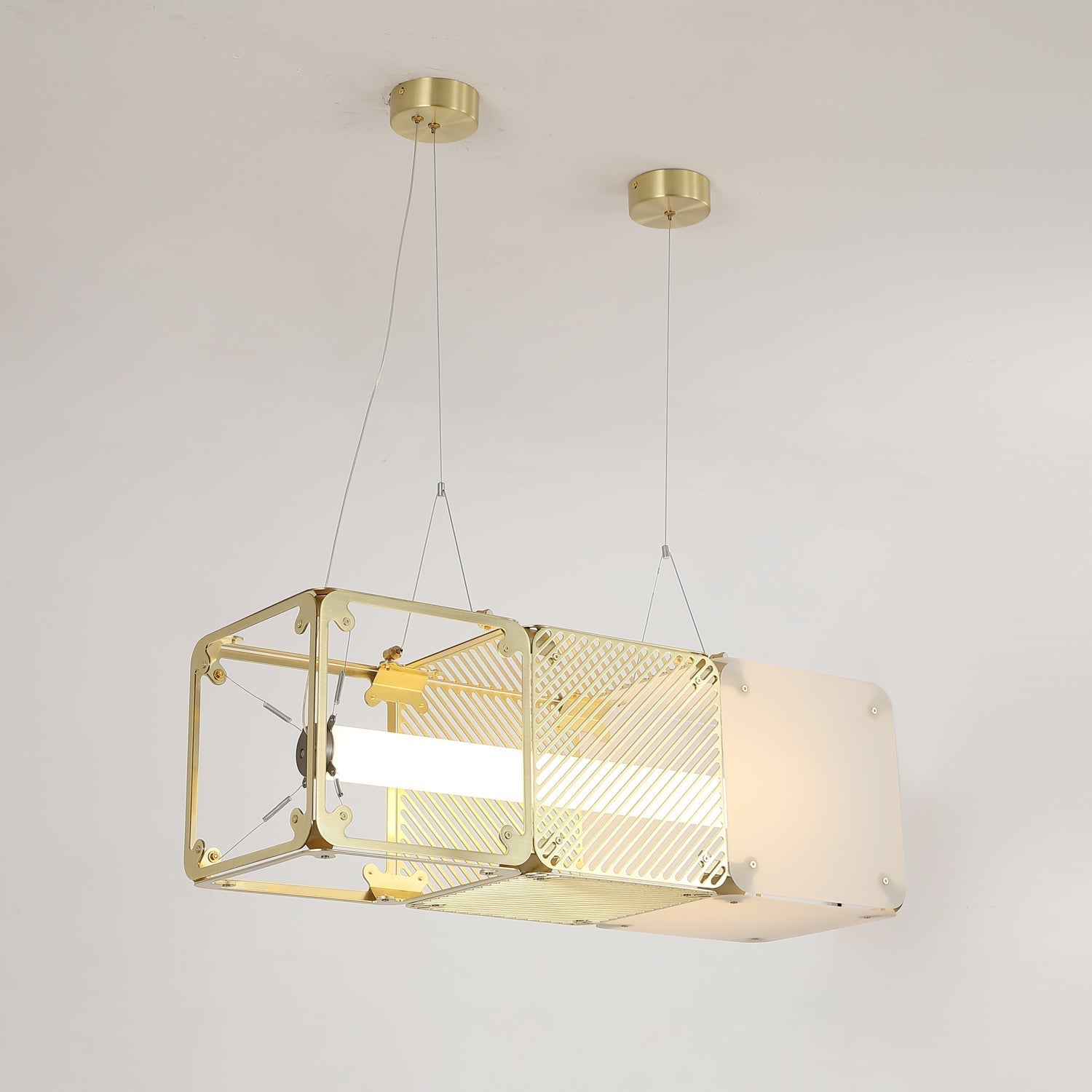 Modern Geometric Cube Modular Pendant Light Adjustable LED Ceiling Hanging Fixture