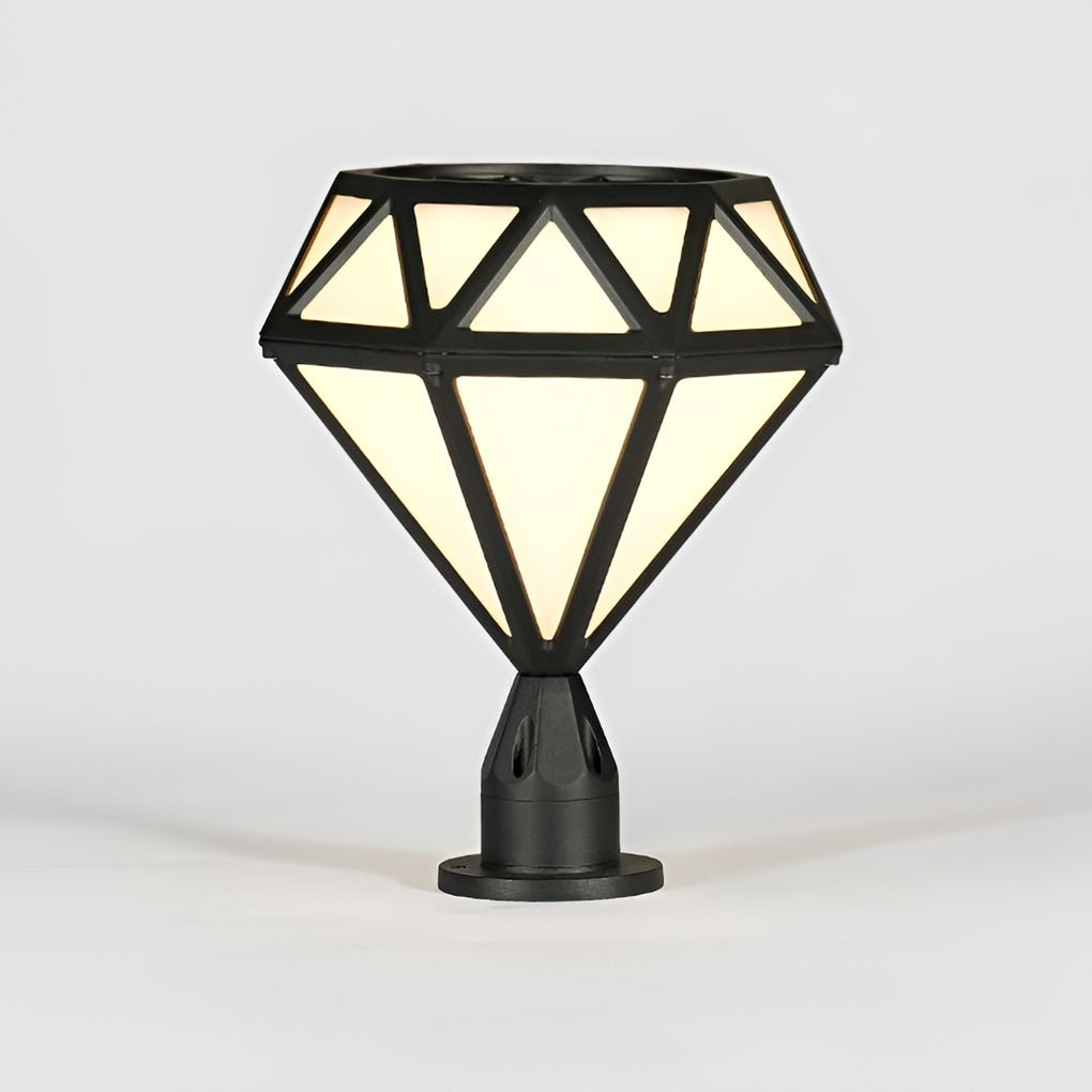 Modern Geometric Diamond LED Outdoor Post Lights Waterproof Aluminum Fence Cap Pillar Lantern