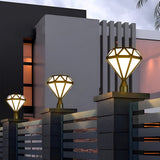 Modern Geometric Diamond LED Outdoor Post Lights Waterproof Aluminum Fence Cap Pillar Lantern