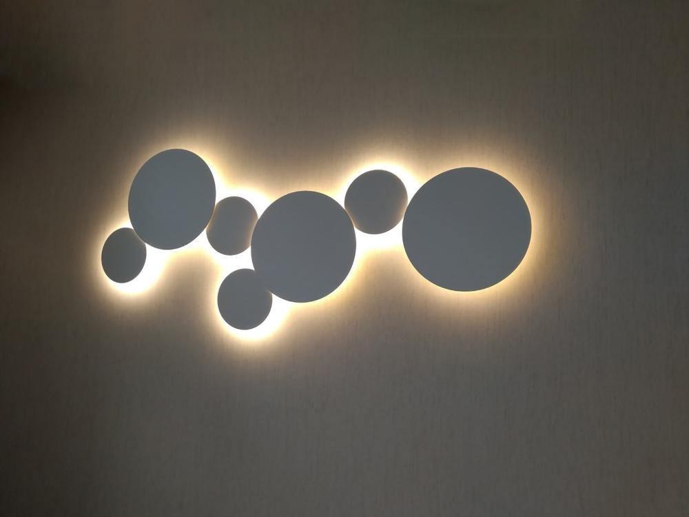 Modern Geometric Disc LED Wall Sconce Minimalist Circular Indirect Lighting Fixture