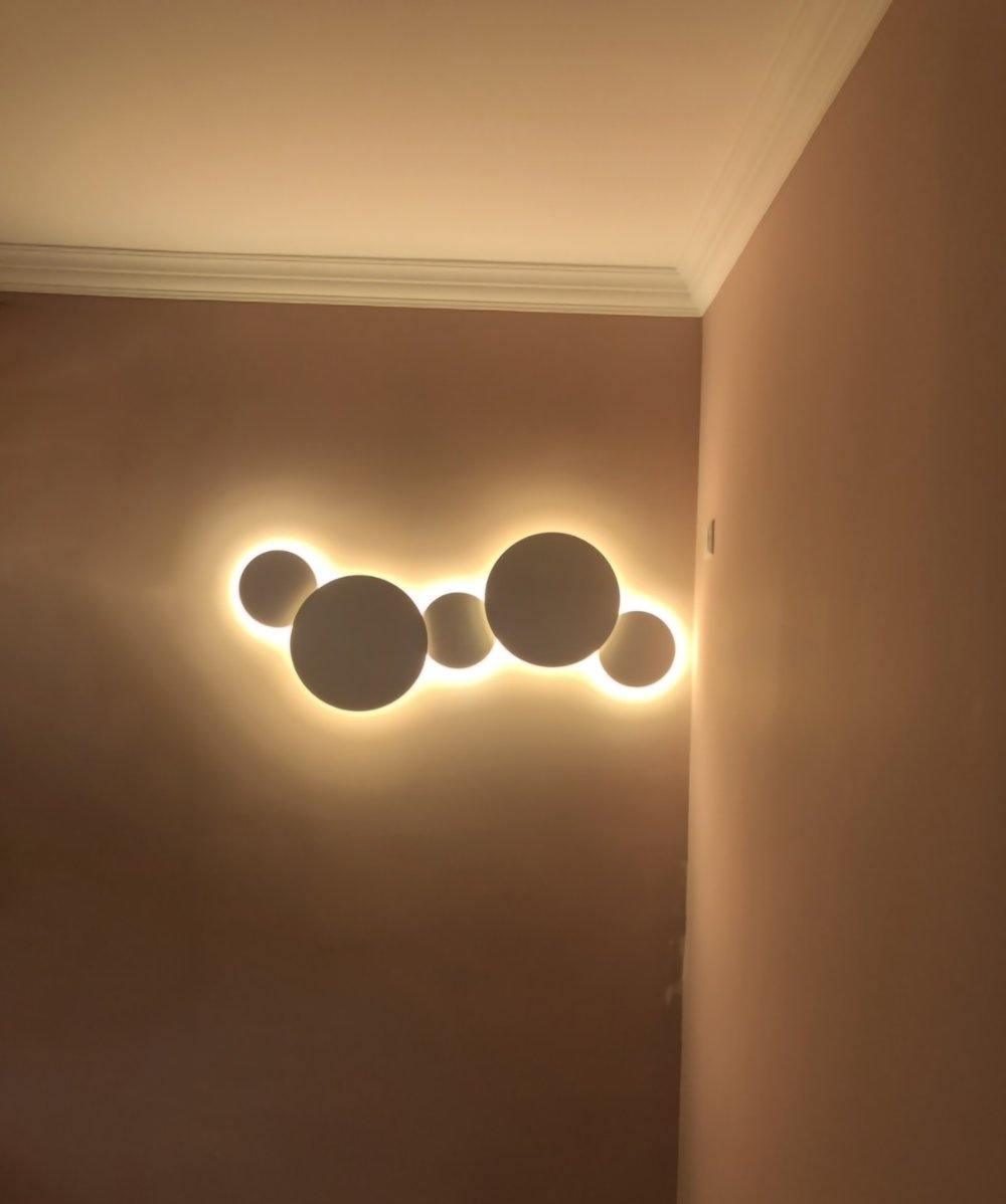 Modern Geometric Disc LED Wall Sconce Minimalist Circular Indirect Lighting Fixture