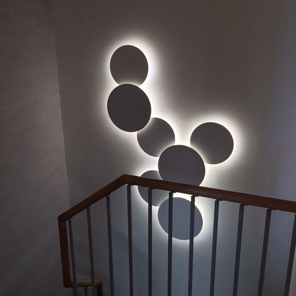 Modern Geometric Disc LED Wall Sconce Minimalist Circular Indirect Lighting Fixture