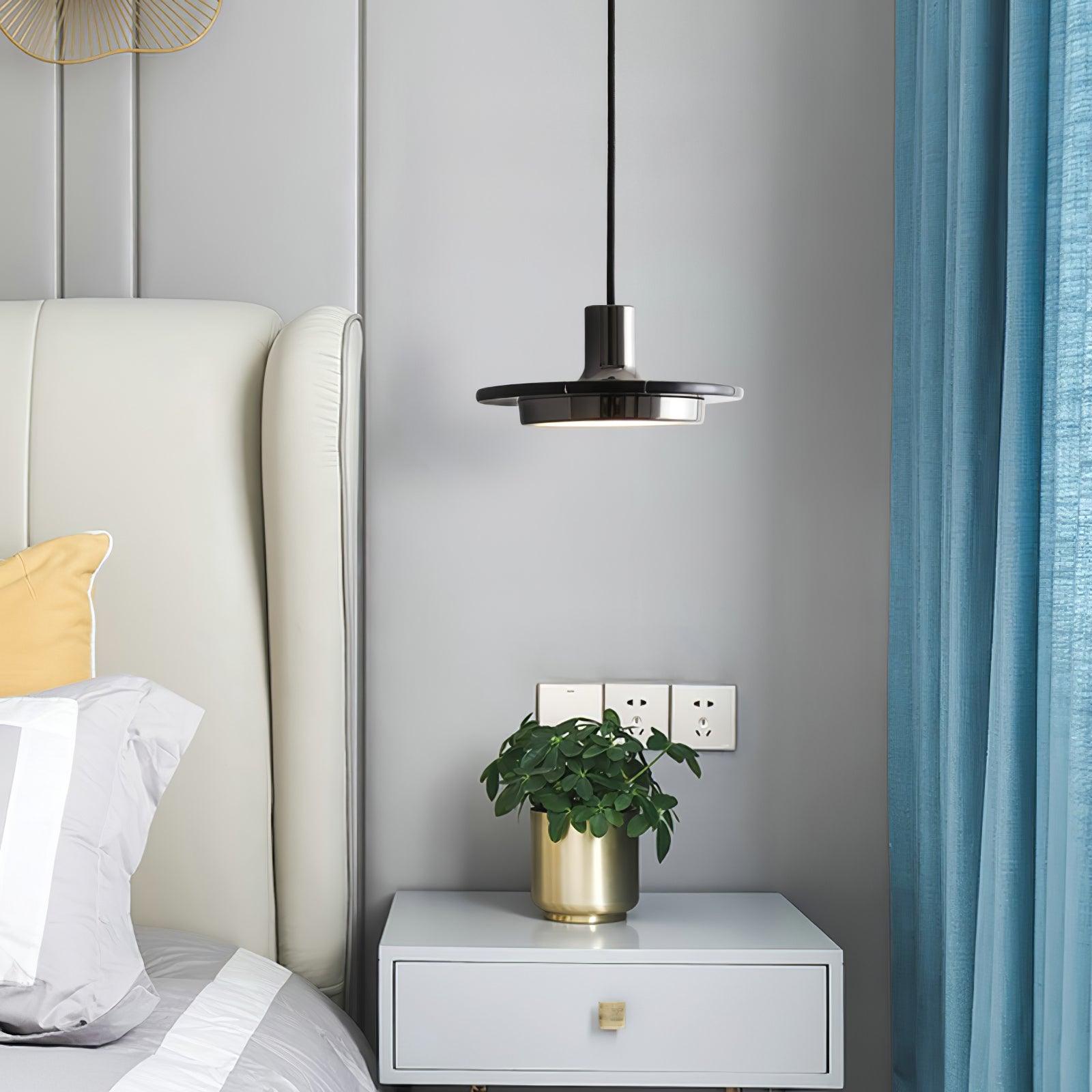 Modern Geometric Double Circle Marble LED Pendant Light for Dining Room Gold and Black Finish